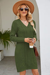 BEAUTIFUL I AM Cable-Knit Long Sleeve Sweater Dress