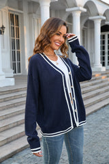 BEAUTIFUL I AM Buttoned V-Neck Long Sleeve Cardigan