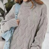 BEAUTIFUL I AM Cable-Knit Turtleneck Sweater Dress