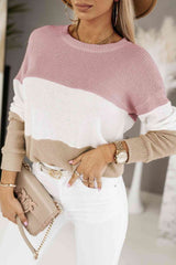 BEAUTIFUL I AM Color Block Dropped Shoulder Blouse Shirt