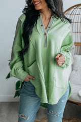 BEAUTIFUL I AM Color Block Quarter-Snap Slit Hoodie