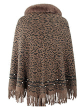 BEAUTIFUL I AM Leopard Fringe Hem Poncho