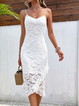 BEAUTIFUL I AM Lace Detail Spaghetti Strap Wrap Dress