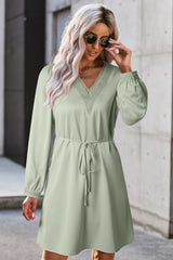 BEAUTIFUL I AM V-Neck Long Sleeve Mini Dress