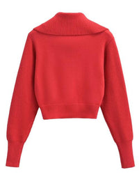 BEAUTIFUL I AM Half Zip Ribbed Collared Neck Knit Shirt