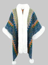 BEAUTIFUL I AM Color Block Open Front Poncho