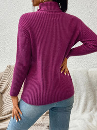 BEAUTIFUL I AM Ribbed Turtle Neck Long Sleeve Sweater