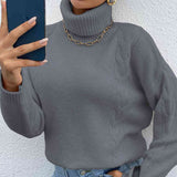 BEAUTIFUL I AM Turtleneck Dropped Shoulder Long Sleeve Sweater