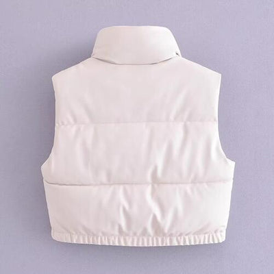 BEAUTIFUL I AM Zip-Up Drawstring Puffer Vest Jacket