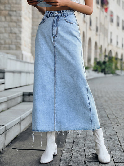 BEAUTIFUL I AM Raw Hem Denim Skirt Dress