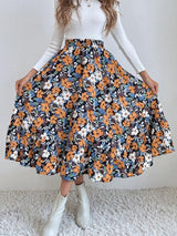 BEAUTIFUL I AM Printed Ruffle Hem Midi Skirt Dress