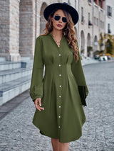 BEAUTIFUL I AM Notched Neck Long Sleeve Dress