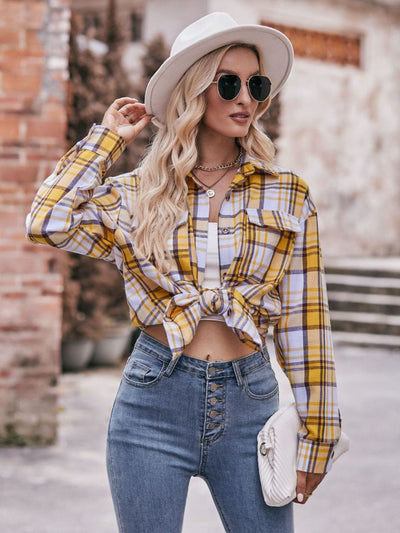 BEAUTIFUL I AM Plaid Dropped Shoulder Longline Shirt