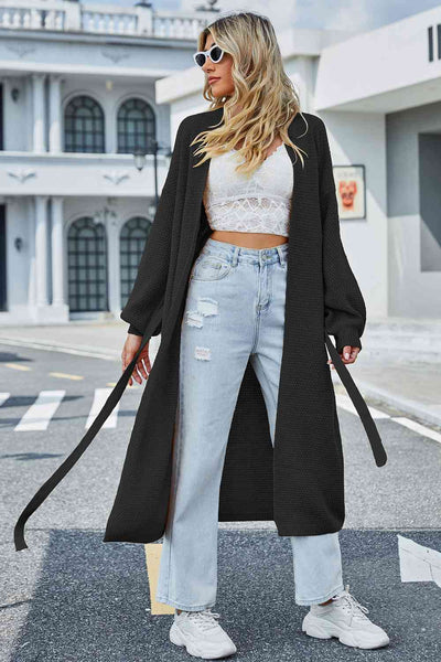 BEAUTIFUL I AM Tie Waist Longline Cardigan