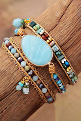 BEAUTIFUL I AM Handmade Jewelry Natural Stone Beaded Triple Layer Bracelet