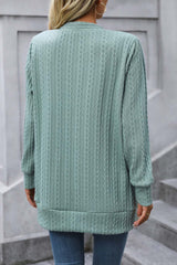 BEAUTIFUL I AM Cable-Knit Long Sleeve Cardigan with Pocket