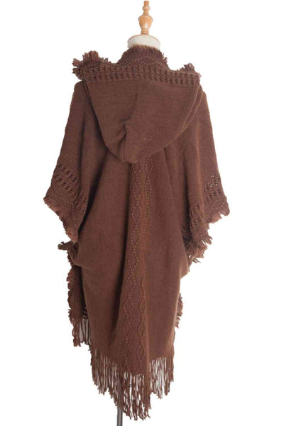 BEAUTIFUL I AM Fringe Hem Hooded Poncho