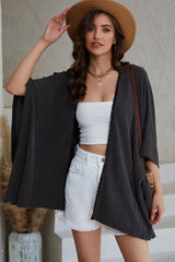 BEAUTIFUL I AM Open Front Dolman Sleeve Cardigan