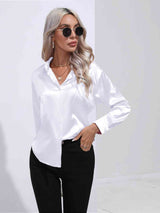 BEAUTIFUL I AM Collared Neck Buttoned Long Sleeve Shirt