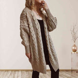 BEAUTIFUL I AM Cable-Knit Open Front Dropped Shoulder Cardigan