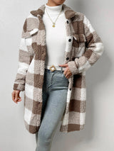 BEAUTIFUL I AM Plaid Collared Neck Button Down Jacket Coat