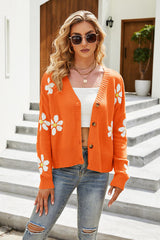 BEAUTIFUL I AM Flower Pattern Button Front Cardigan