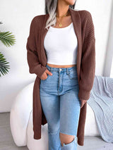 BEAUTIFUL I AM Open Front Dropped Shoulder Longline Cardigan