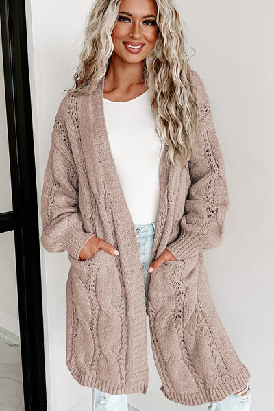 BEAUTIFUL I AM Cable-Knit Dropped Shoulder Cardigan