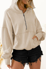 BEAUTIFUL I AM Zip-Up Dropped Shoulder Hoodie