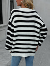 BEAUTIFUL I AM Striped Dropped Shoulder Sweater