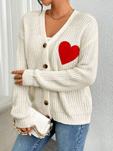 BEAUTIFUL I AM Heart Button Up Dropped Shoulder Cardigan