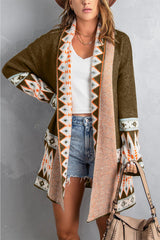 BEAUTIFUL I AM Geometric Open Front Long Sleeve Cardigan