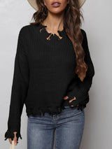 BEAUTIFUL I AM Waffle-Knit Dropped Shoulder Blouse Shirt