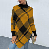 BEAUTIFUL I AM Plaid Turtleneck Poncho