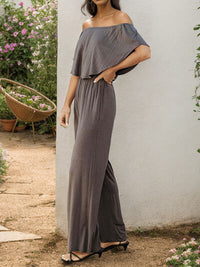 BEAUTIFUL I AM Off-Shoulder Wide Leg Pants Jumpsuit