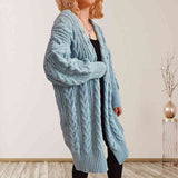 BEAUTIFUL I AM Cable-Knit Open Front Dropped Shoulder Cardigan