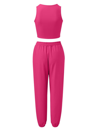 BEAUTIFUL I AM Wide Strap Top and Drawstring Joggers Set