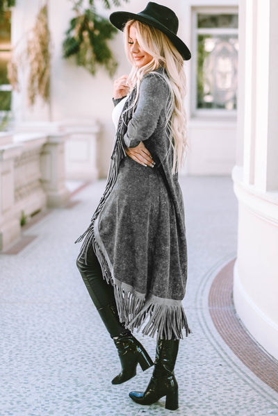 BEAUTIFUL I AM Fringe Detail Long Sleeve Cardigan