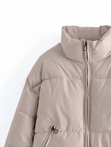 BEAUTIFUL I AM Zip Up Drawstring Winter Jacket Coat with Pockets