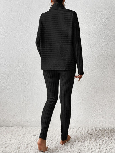 BEAUTIFUL I AM Ribbed Turtleneck Top and Pants Set