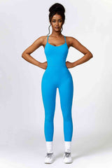 BEAUTIFUL I AM Open Back Spaghetti Strap Sports Jumpsuit Active Wear