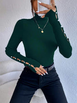 BEAUTIFUL I AM Cutout Turtleneck Rib-Knit Top Shirt