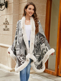 BEAUTIFUL I AM Printed Open Front Poncho