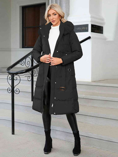 BEAUTIFUL I AM Longline Hooded Winter Coat Jacket with Pockets