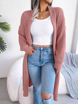 BEAUTIFUL I AM Open Front Dropped Shoulder Longline Cardigan