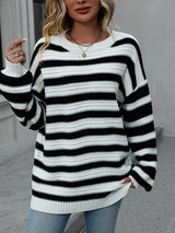 BEAUTIFUL I AM Striped Dropped Shoulder Sweater