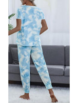 BEAUTIFUL I AM Tie-Dye Short Sleeve Top and Drawstring Pants Set