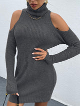 BEAUTIFUL I AM Turtleneck Cold-Shoulder Sweater Dress