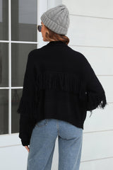 BEAUTIFUL I AM Fringe Trim Open Front Cardigan