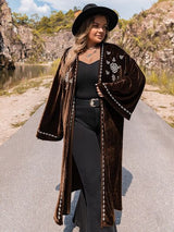 BEAUTIFUL I AM Plus Size Embroidery Open Front Long Sleeve Cardigan